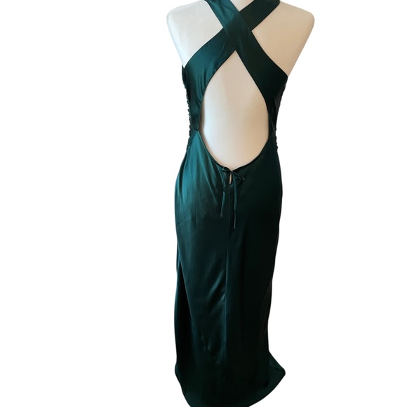 NWT Reformation Anaiis Silk Dress Size 6 Hunter - Picture 6 of 11